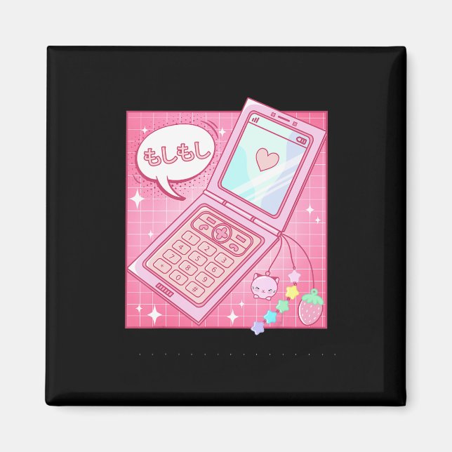 Aimant Kawaii Retro 90s Japonais Y2K Flip Phone (Devant)