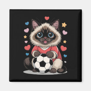 Aimant Kawaii Soccer Cat Just Girl Qui Aime Birman Winni