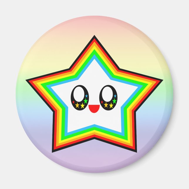 AIMANT KAWAII STAR RAINBOW HAPPY FACE LUCKY (Devant)