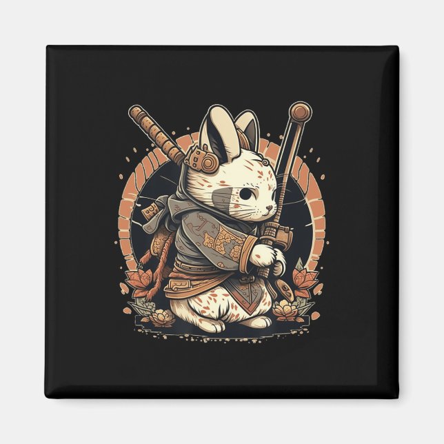 Aimant Kawaii Style japonais Samurai Bunny Anime (Devant)