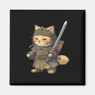Aimant Kawaii Style japonais Samurai Cat Anime