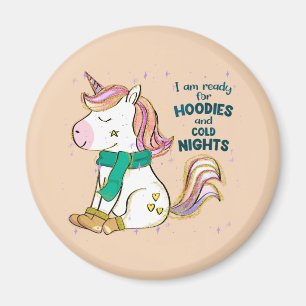 Aimant Kawaii Unicorn Hiver et Sweat - shirt à capuche