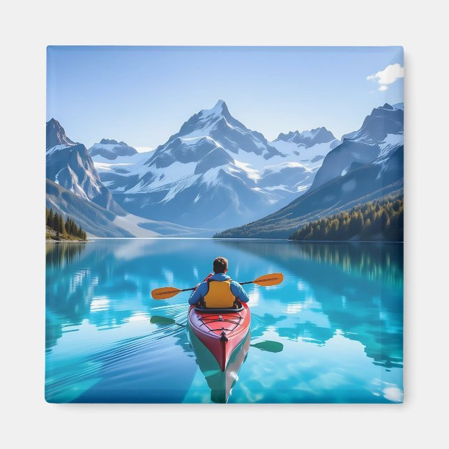 Aimant Kayak dans les montagnes (Devant)