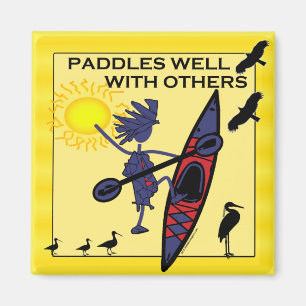 Aimant Kayak Paddles bien sur Jaune