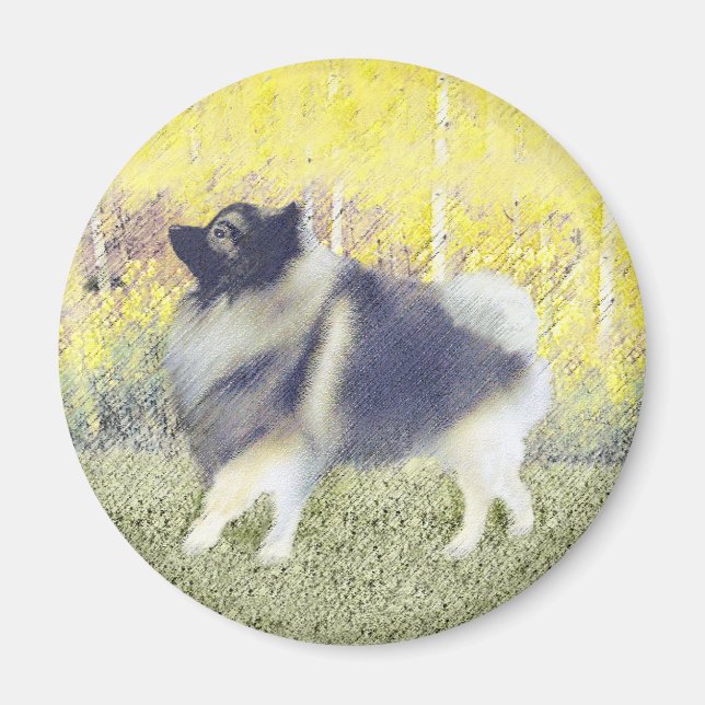 Aimant Keeshond Aspen Painting - Cute Original Dog Art (Devant)