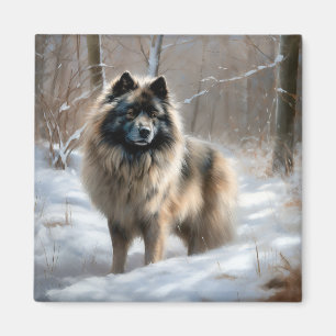 Aimant Keeshond Qu'Il Neige Noël