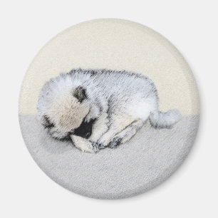 Aimant Keeshond Sleeping Puppy Peinture Chien Art origina