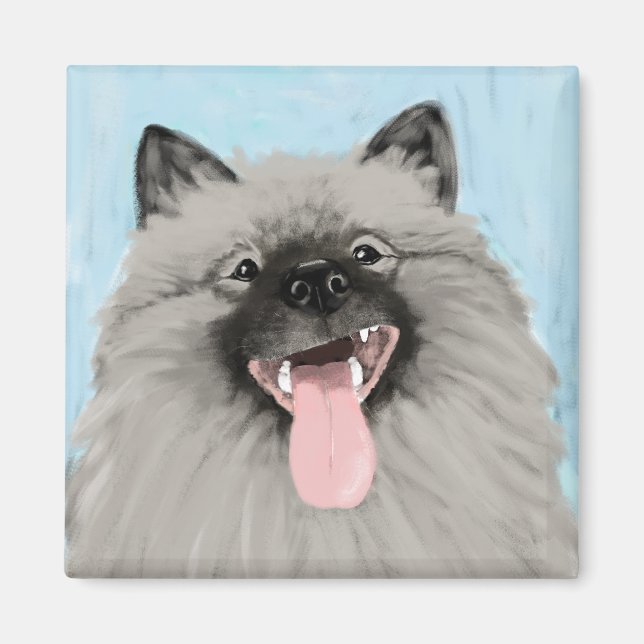 Aimant Keeshond souriant (Devant)