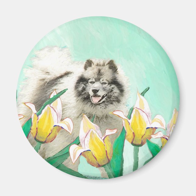 Aimant Keeshony in Tulips Peinture mignonne Original Chie (Devant)