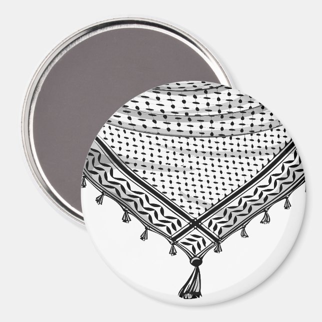 Aimant Keffiyeh Écharpe palestinienne tissu traditionnel (Recto/Verso)