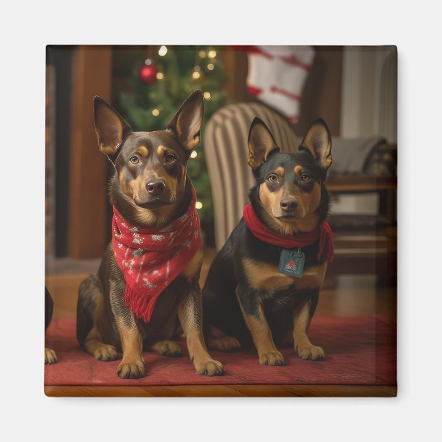 Aimant Kelpie australien au coin de la cheminée de Noël (Devant)