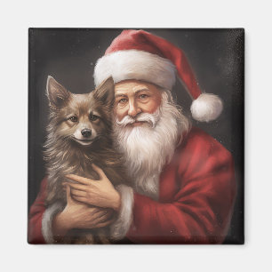 Aimant Kelpie australien avec le Père Noël Noël