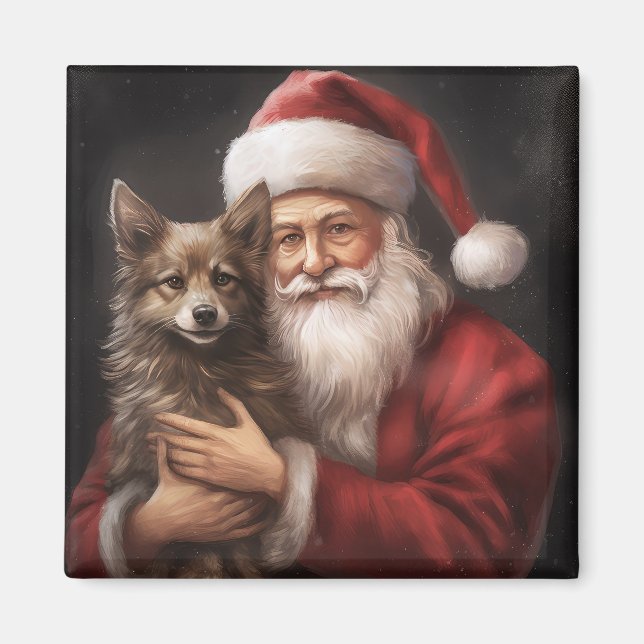 Aimant Kelpie australien avec le Père Noël Noël (Devant)
