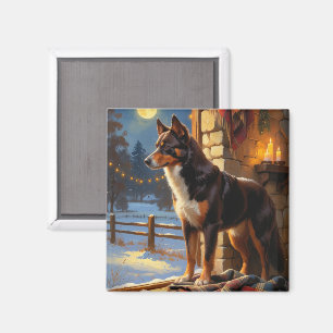 Aimant Kelpie Australien avec lumières de Noël pour les F
