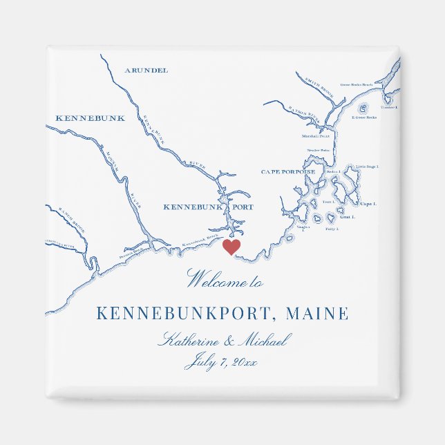 Aimant Kennebunkport Maine Carte Mariage Faveur (Devant)