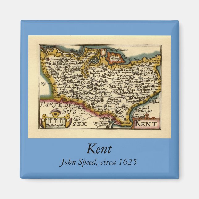 Aimant Kent Comté Angleterre Ancien Antiquaire John Carte (Devant)
