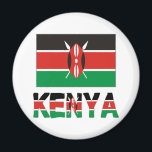Aimant Kenya et drapeau kenyan<br><div class="desc">Le drapeau kenyan est visible ici, avec le mot "KENYA" en dessous, aux couleurs du drapeau. Design amusant pour tout voyageur qui a aimé son safari, ses vacances ou son séjour. Une façon merveilleuse de partager votre amour pour tout ce qui est kenyan. Idéal pour ceux qui souhaitent partager leur...</div>