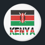 Aimant Kenya et drapeau kenyan<br><div class="desc">Le drapeau kenyan est visible ici, avec le mot "KENYA" en dessous, aux couleurs du drapeau. Design amusant pour tout voyageur qui a aimé son safari, ses vacances ou son séjour. Une façon merveilleuse de partager votre amour pour tout ce qui est kenyan. Idéal pour ceux qui souhaitent partager leur...</div>