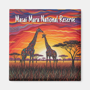 Aimant Kenya Masai Mara Giraffes Art Africain