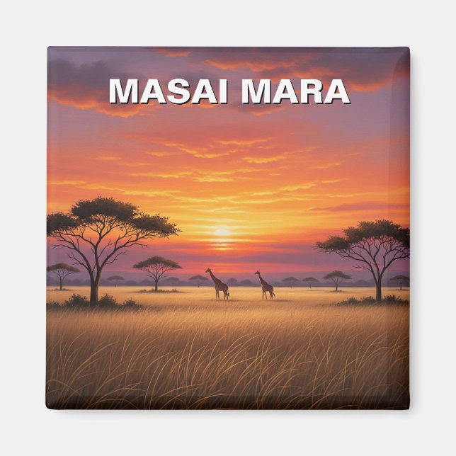 Aimant Kenya Masai Mara Giraffes coucher du soleil (Devant)