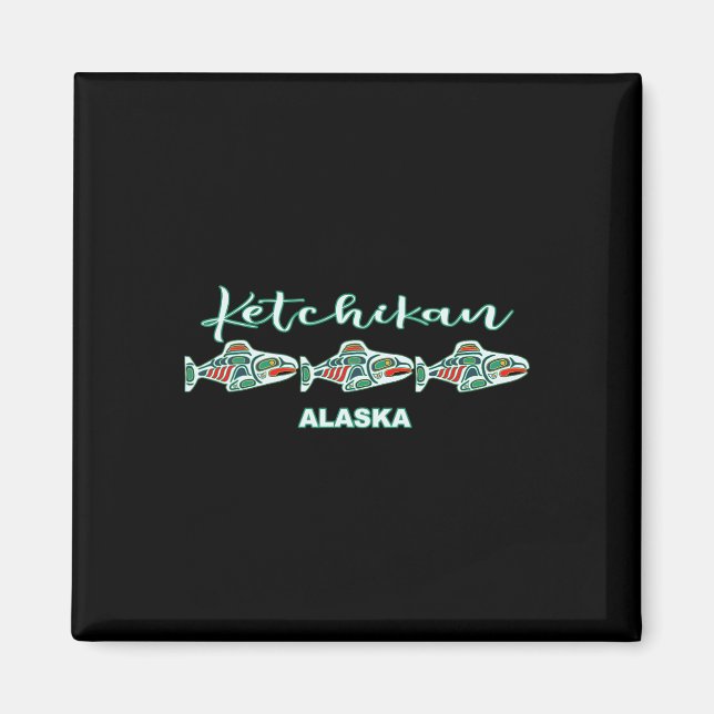 Aimant Ketchikan Alaska Art Autochtone Capitale de la Pêc (Devant)