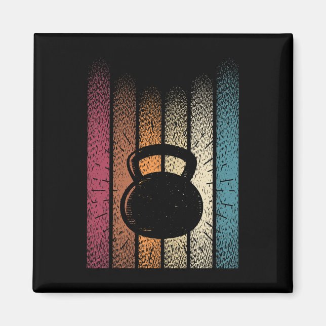 Aimant Kettlebell Retro Workout Powerlifter Bodybuilder (Devant)