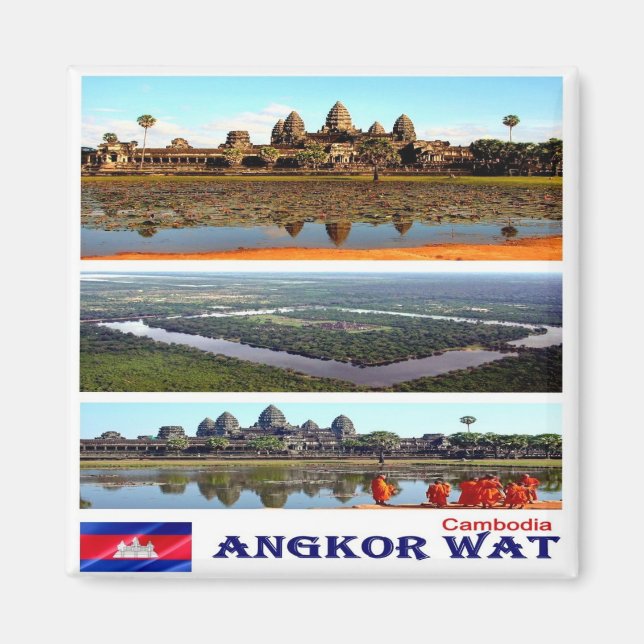 Aimant KH - Cambodge - Angkor Vat - Mosaïque - Collage (Devant)