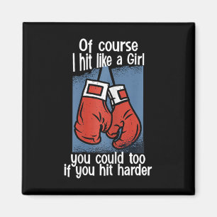 Aimant Kickboxing Bien sûr, je frappe comme une fille, vo