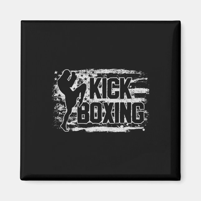 Aimant Kickboxing Kickboxer États-Unis Drapeau Américain  (Devant)