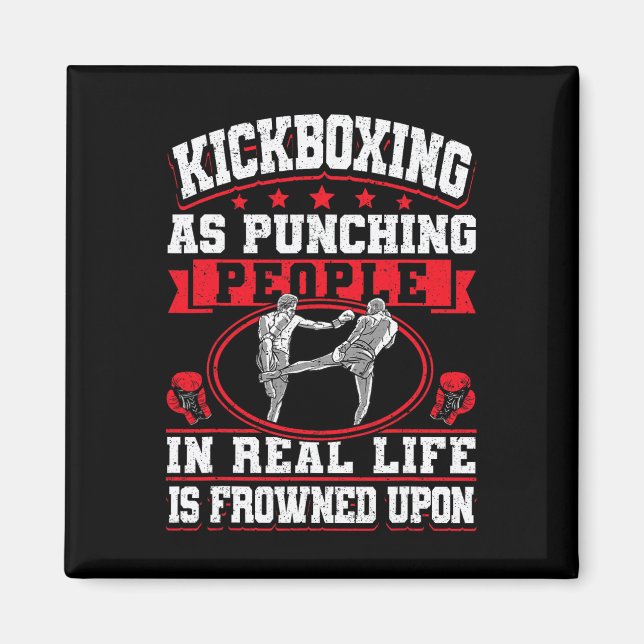 Aimant Kickboxing Vintage Kickboxing comme frapper les ge (Devant)