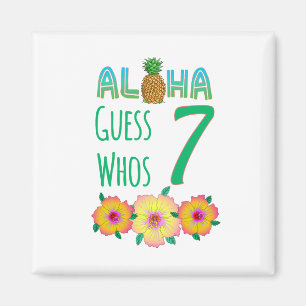 Aimant Kids Aloha Tropical Luau 7 Years Old Birthday