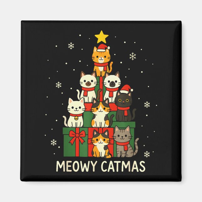 Aimant Kids Men Women Meowy Catmas Funny Christmas Cats C (Devant)