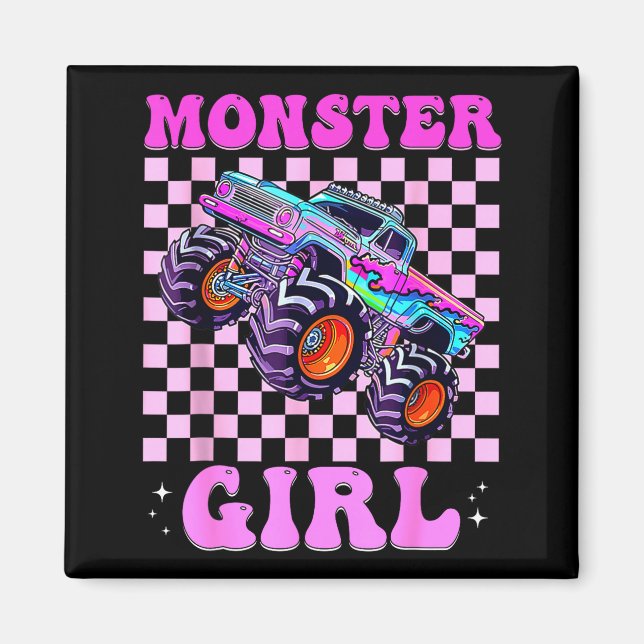 Aimant Kids Monster Truck Girl Nk Monster Trucks Lover Mo (Devant)