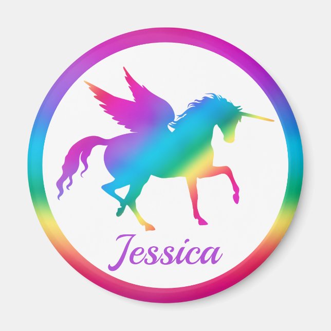 Aimant Kids Rainbow Gradient Unicorn Silhouette (Devant)