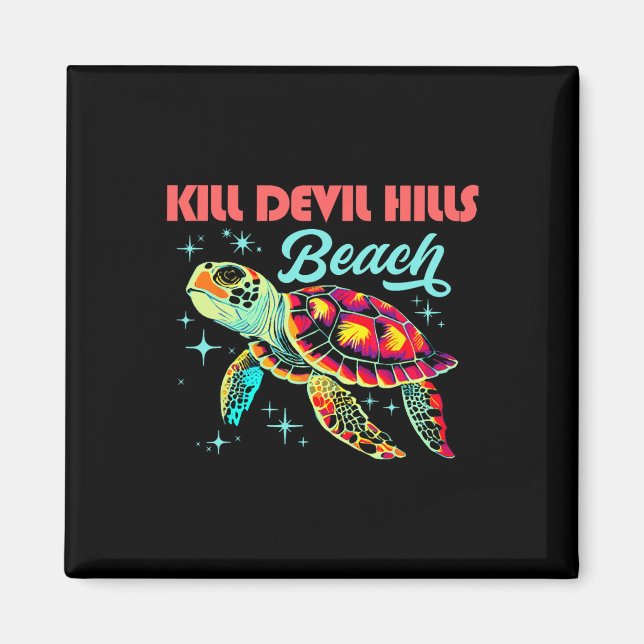 Aimant Kill Devil Hills Beach Nc Artistic Sea Turtle Retr (Devant)