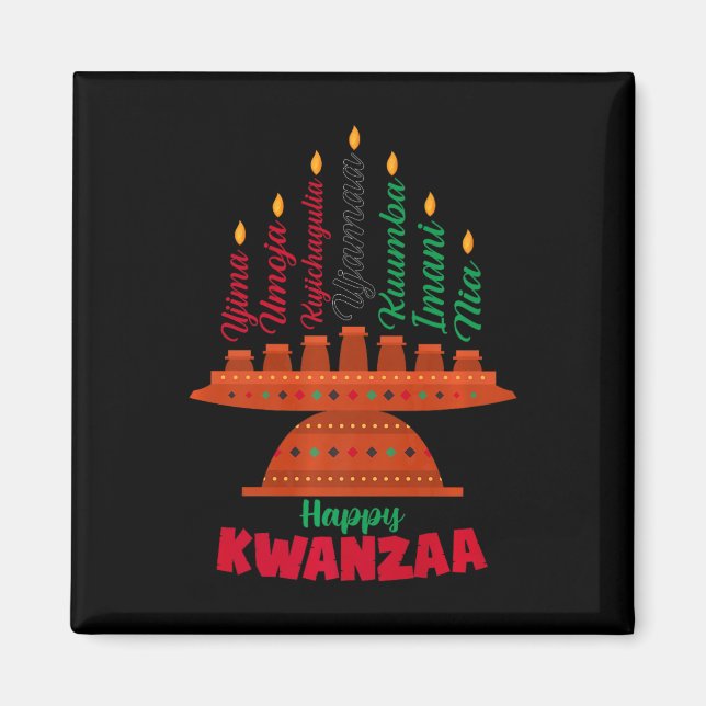 Aimant Kinara Sept Bougies Principes De Kwanzaa Happy K (Devant)