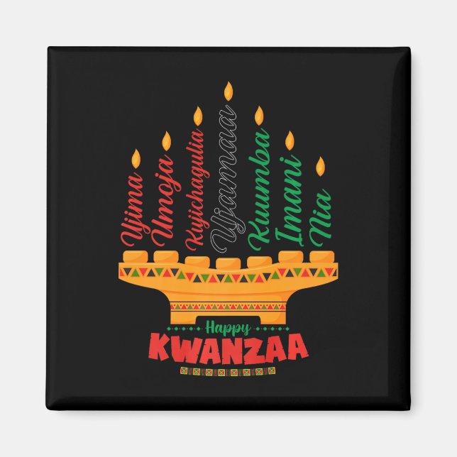 Aimant Kinara Sept Bougies Principes De Kwanzaa Happy K (Devant)