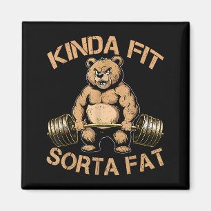 Aimant Kinda Fit Sorta Graisse - Drôle Gym Ours Poids