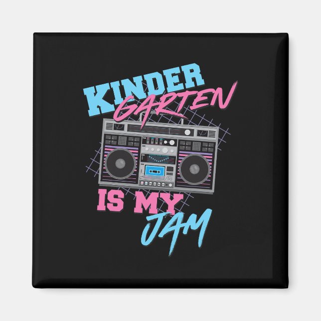 Aimant Kindergarten Is My Jam - Enseignant Boombox Vintag (Devant)