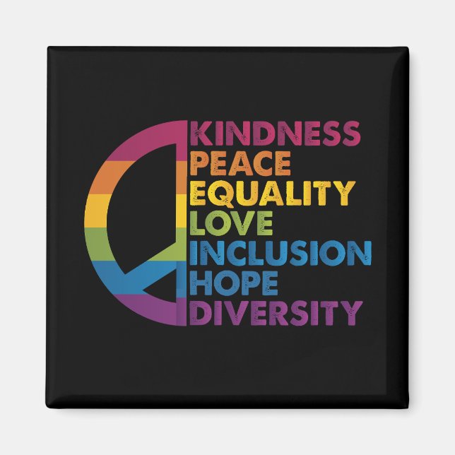 Aimant Kindness Peace Equality Love Inclusion Hope Divers (Devant)