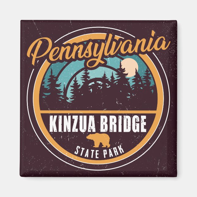 Aimant Kinzua Bridge State Park Pennsylvania Retro Badge (Devant)