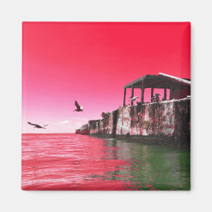 Aimant kiptopeke bateaux en béton et oiseaux dreamdaze