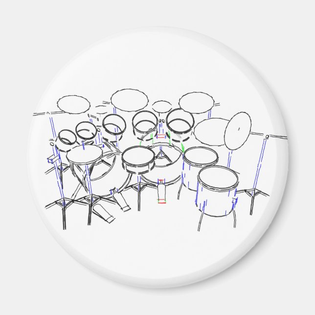 Aimant Kit de tambour de 10 pièces : dessin de marqueur : (Devant)