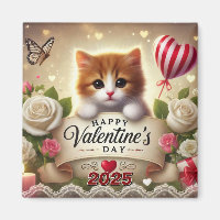 Kitten adorable avec Roses, bougies et coeurs