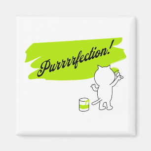 Aimant Kitten peinture "Purrrfection !" sur le mur.