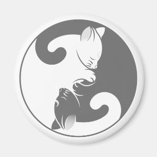 Aimant Kitty Cat Yin Yang Gris