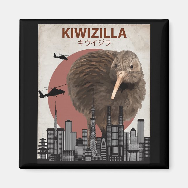 Aimant Kiwizilla Funny Kiwi New Zealand Bird Lovers Gift  (Devant)