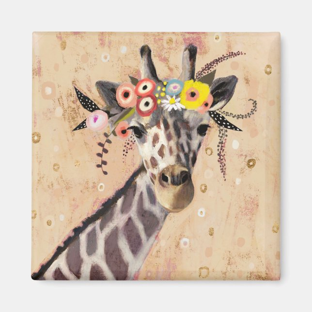 Aimant Klimt Giraffe | Couronne De Fleurs (Devant)