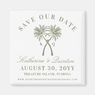 Aimant Knotted Palm Trees Red Love Wedding Save The Date