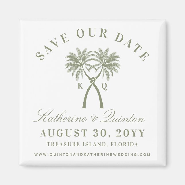 Aimant Knotted Palm Trees Red Love Wedding Save The Date (Devant)